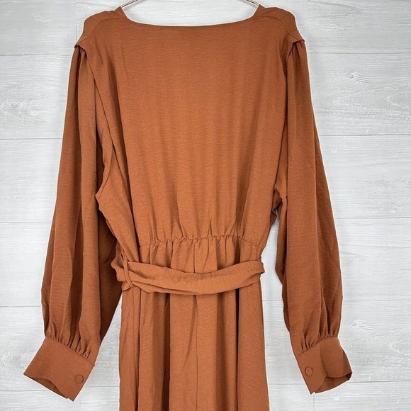 Refinity City Chic Ellie Maxi Dress Size XXL/24 Faux Wrap Brown Long Sleeve Fall - Picture 9 of 16
